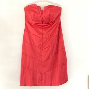 Strapless coral dress